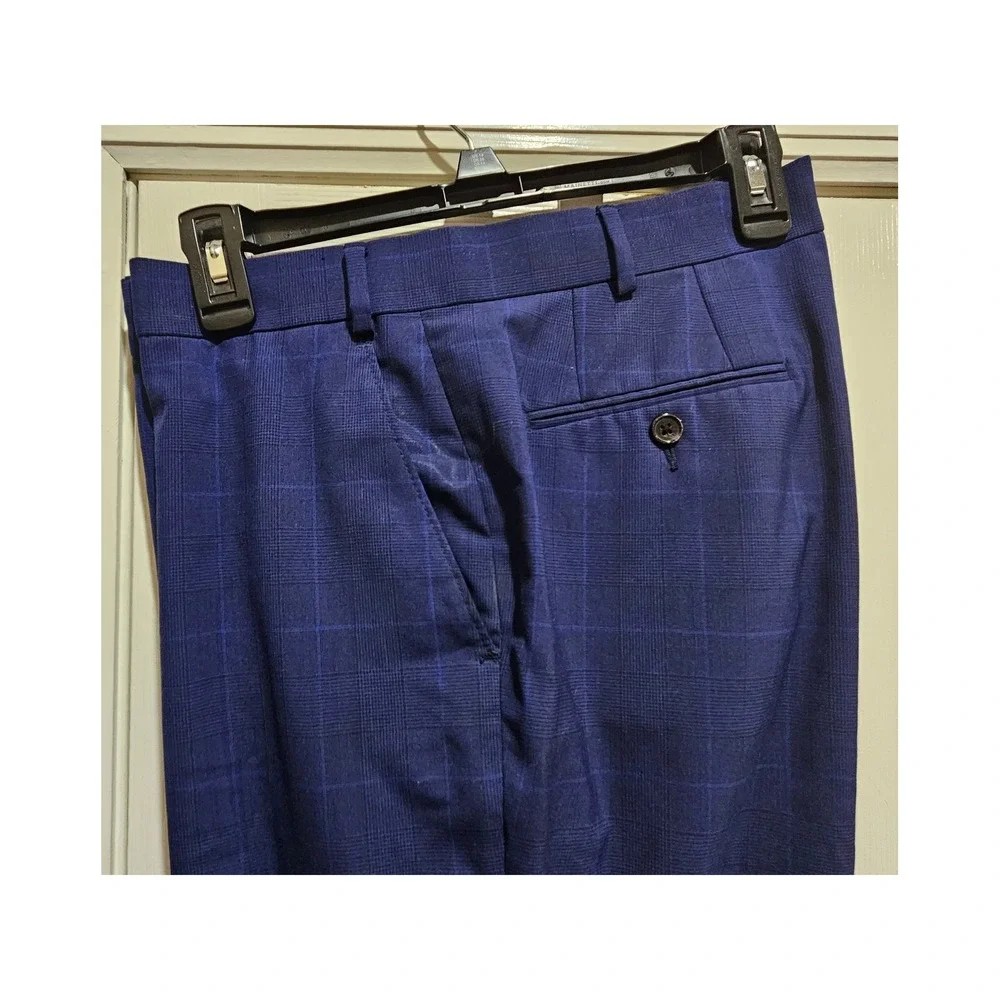 Lauren Ralph Lauren Blue Plaid Dress Pants Modern Fit Menswear - Picture 8 of 10